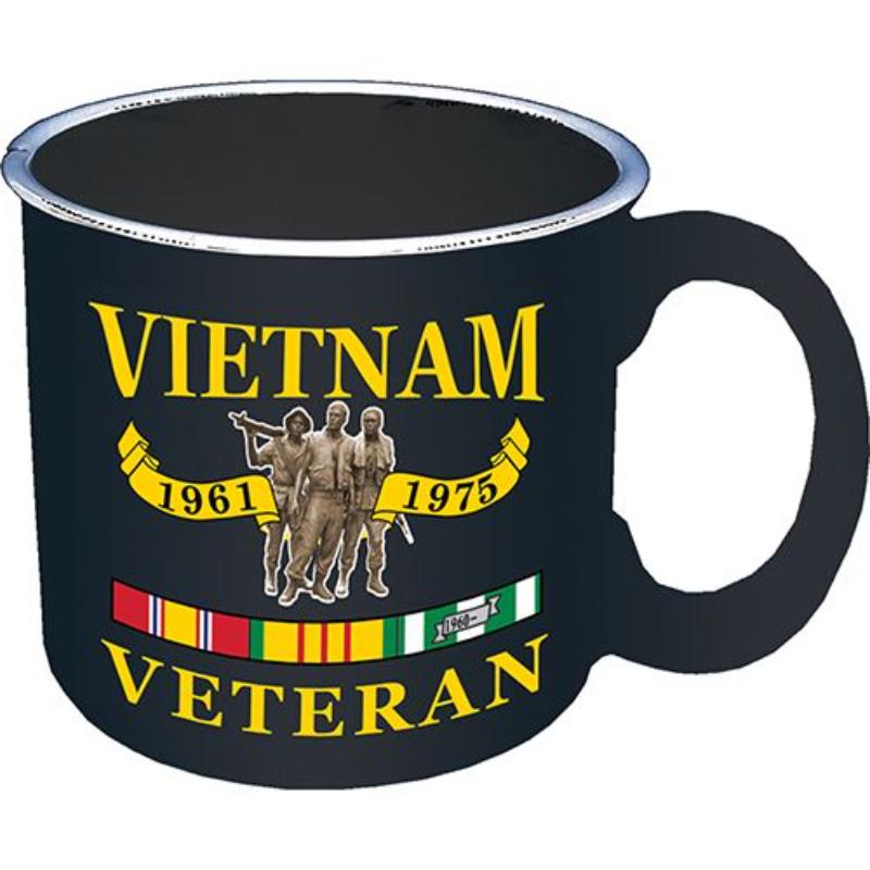 Picture of Eagle Emblems CU0555 Cup - Coffee, Vietnam Veteran - Stone-Black Camper - 14 oz