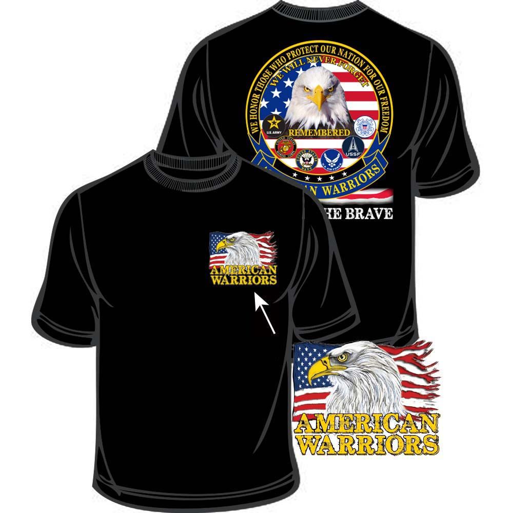 CS1002 T-Shirt - American Warriors, Black