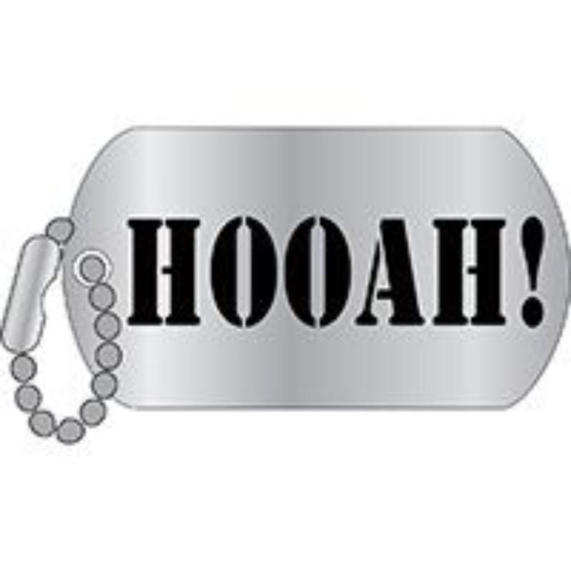 P12175 Pin - Army, Hooah - Dog Tag - 1.25 in.