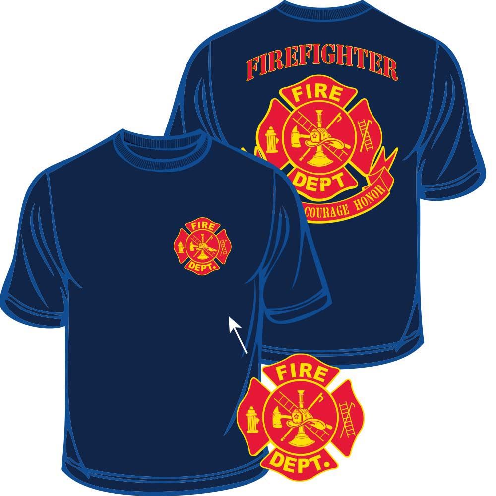 CS1036 T-Shirt - Fire, Firefighter, Dark Blue