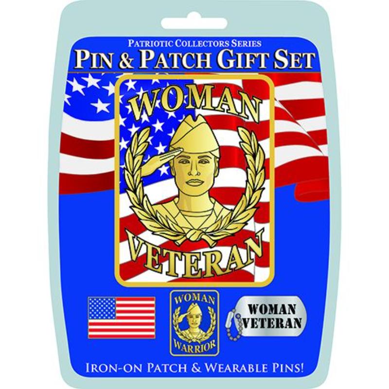 Picture of Eagle Emblems DIS0145 Gift Set - Woman Veteran - 3 Pins & 1 Patch