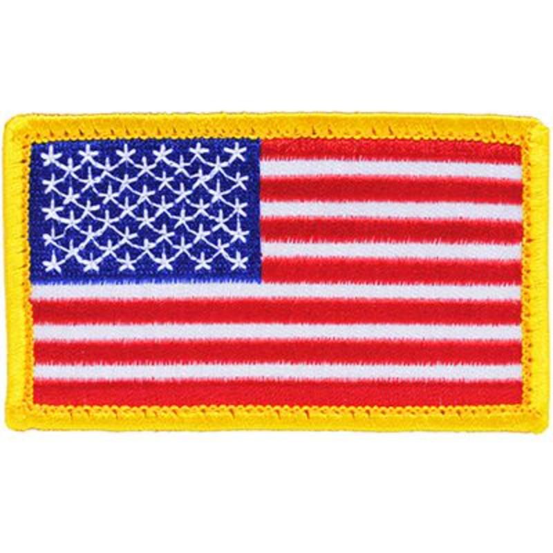 PM0113V Patch - Flag, USA, Gold Vel - Large - Cloth Hook & Eye - 3.38 x 2 in.