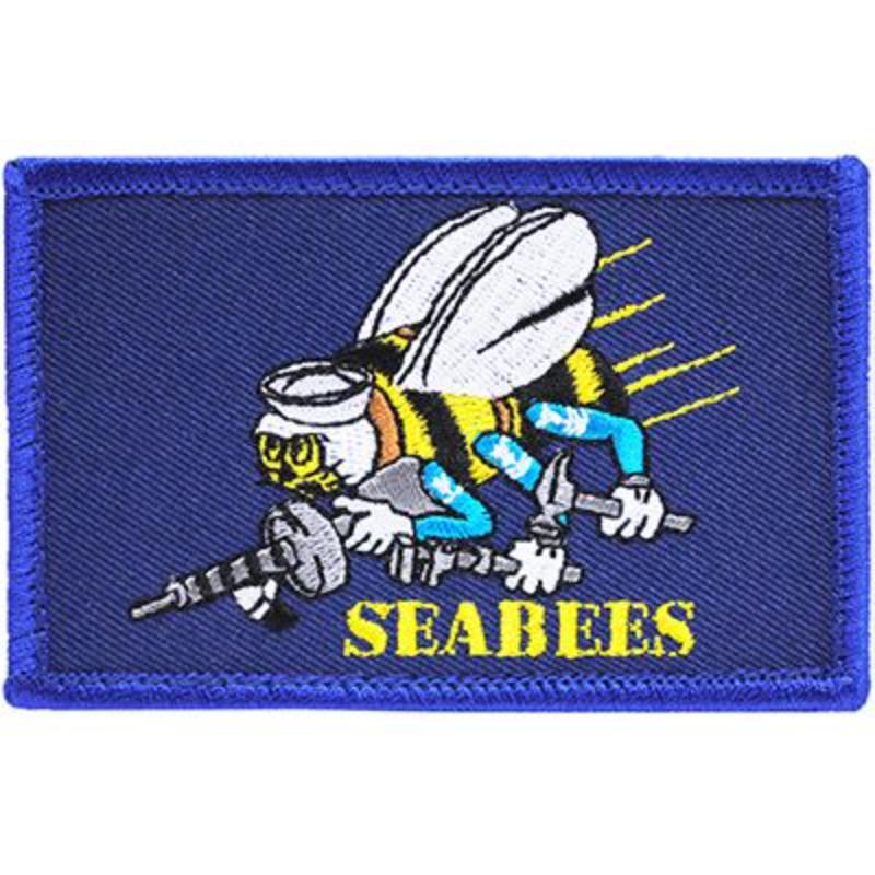 PM3825V Patch - USN, Seabees - 3 in. - Cloth Hook & Eye - 3.5 x 2.25 in.