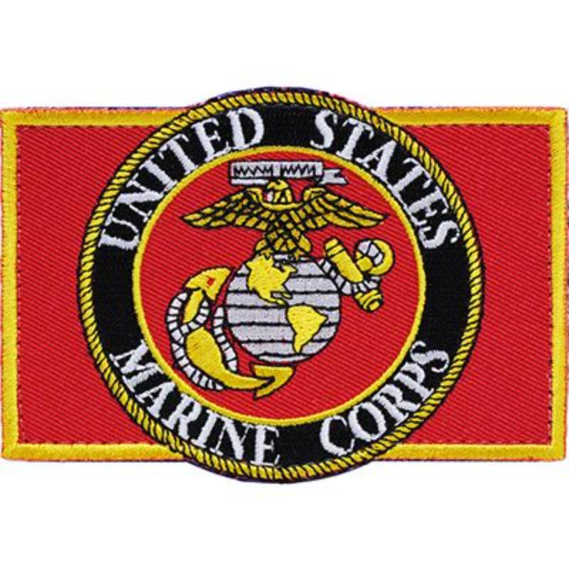 PM3831V Patch - USMC Logo, Rectangle - Cloth Hook & Eye - 3.5 x 2.5 in.