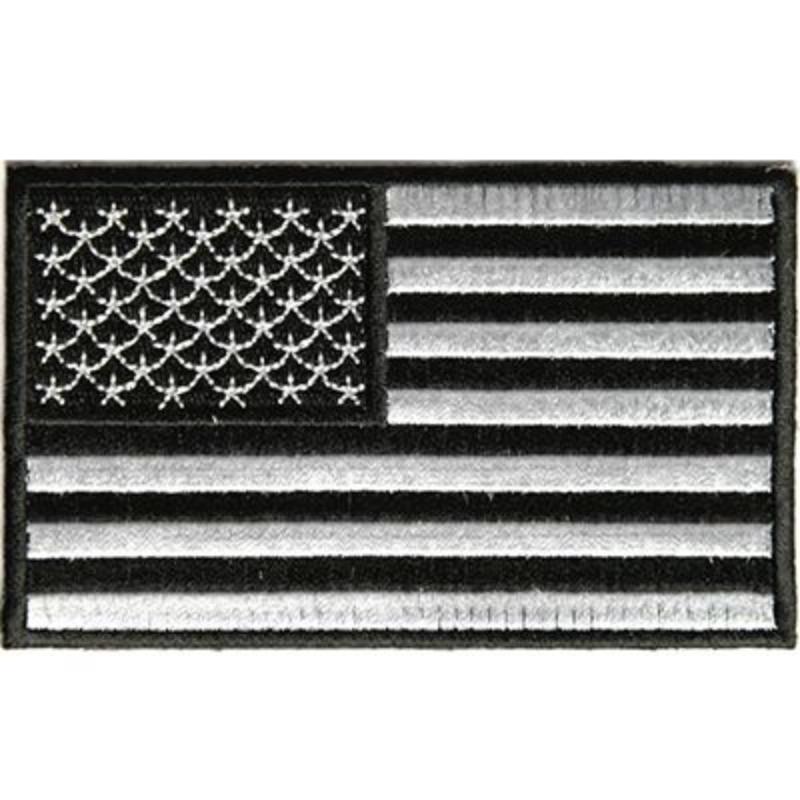 PM1119 Patch - Flag, USA, Black & White - Large - 3.38 x 2 in.