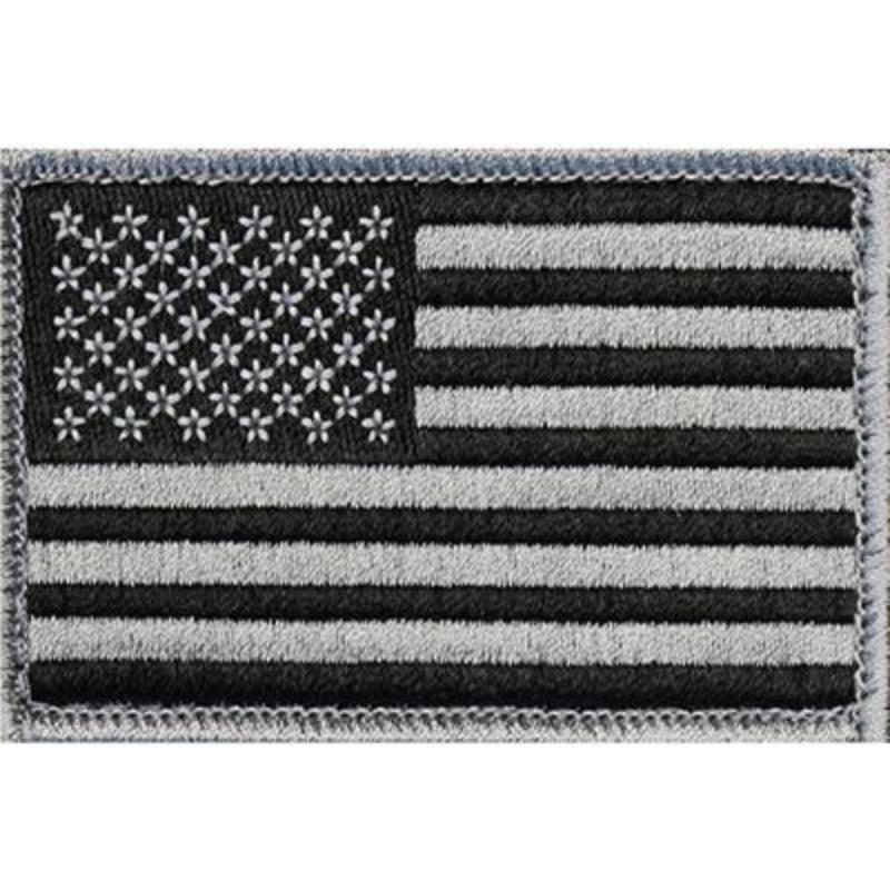 PM1107 Patch - Flag, USA, Black & Silver - Large - 3.38 x 2 in.