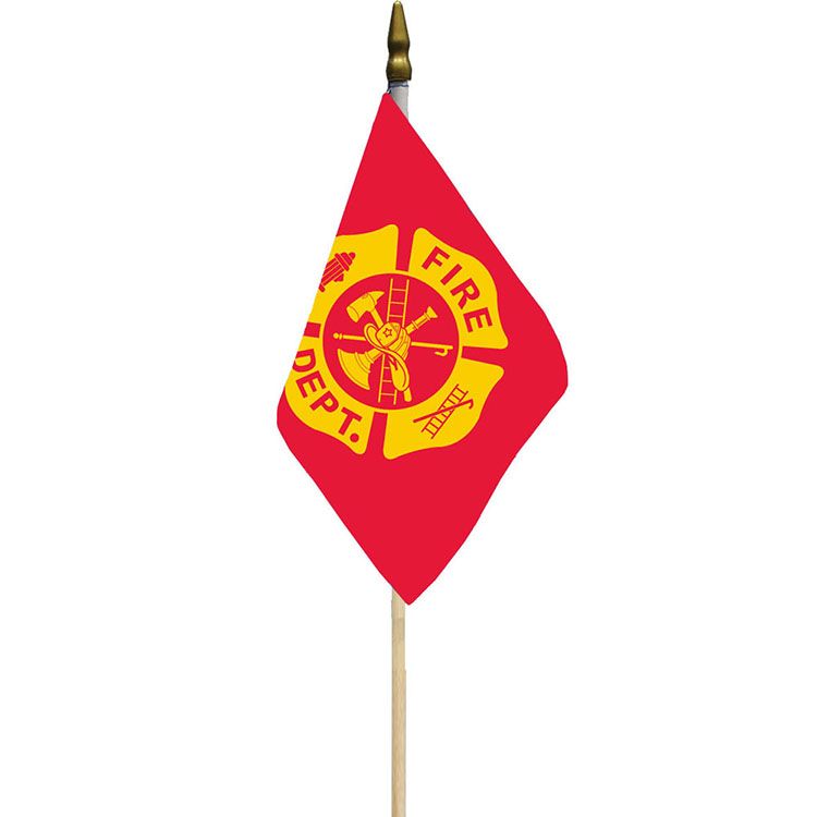 F8430 Flag - Fire Department Logo - Red & Yellow - 12 x 18 in.