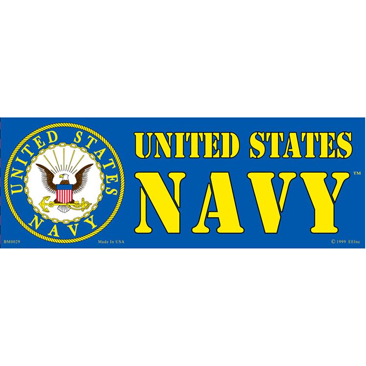 BM0029 Sticker - USN Logo, Navy - 3.5 x 10 in.