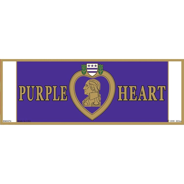 BM0074 Sticker - Purple Heart - 3.5 x 10 in.