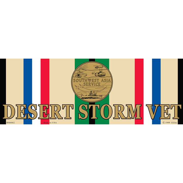 BM0082 Sticker - Desert Strom Service RB & Medal - 3.5 x 10 in.