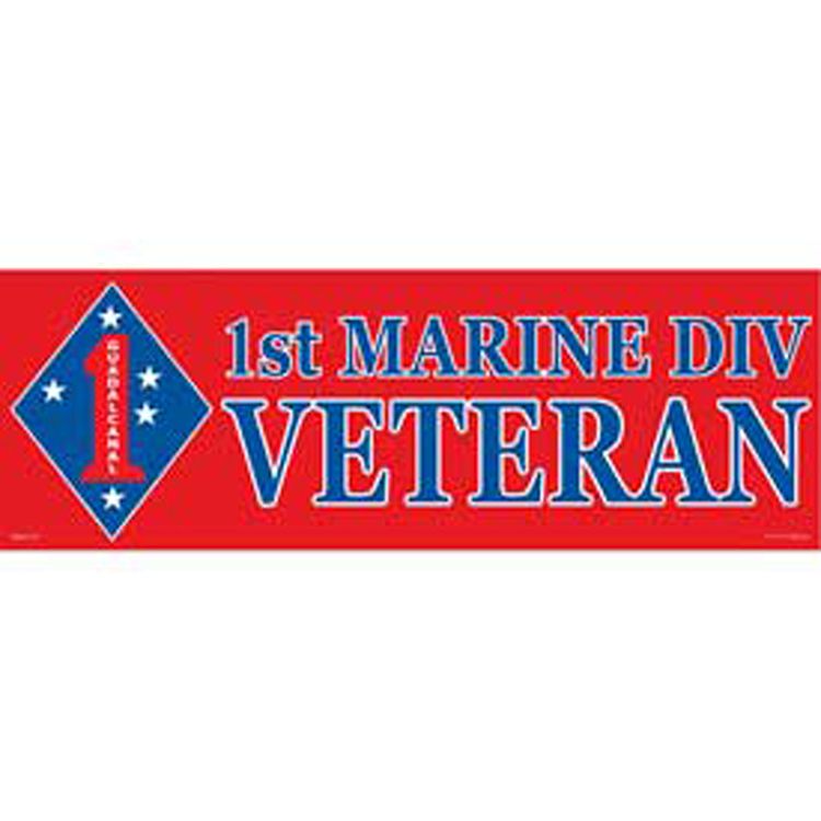 BM0128 Sticker - USMC, 1st Marine - 3.5 x 10 in.