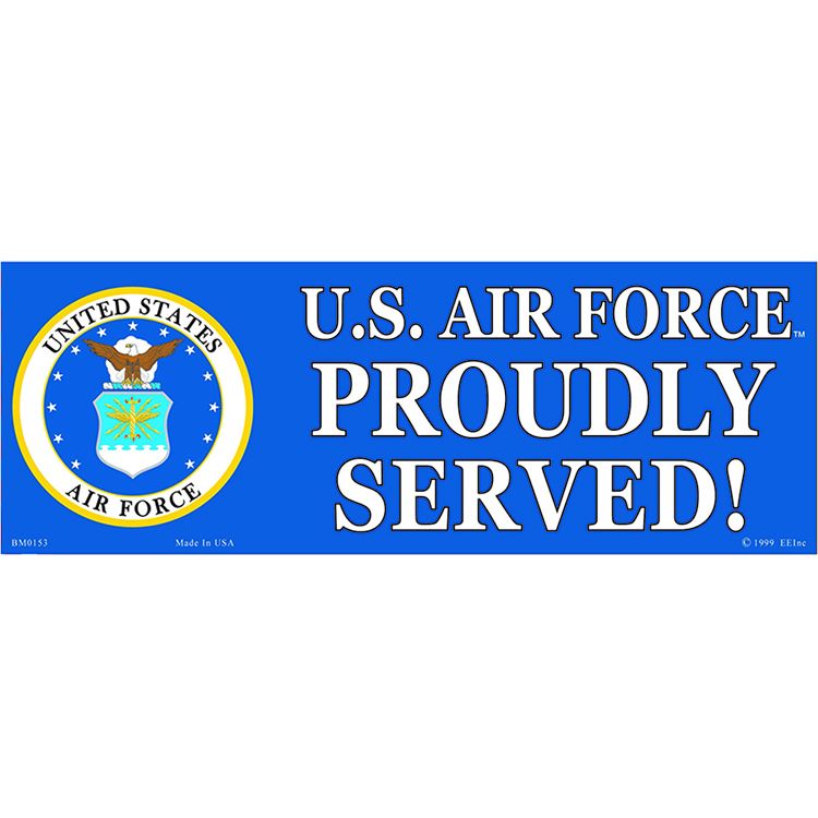BM0153 Sticker - USAF Proudly Served - 3.5 x 10 in.