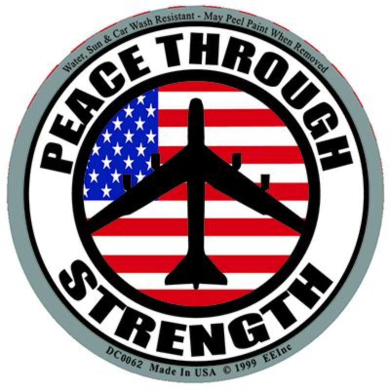 DC0062 Sticker - Peace Through Strength - 3 x 4.25 in.
