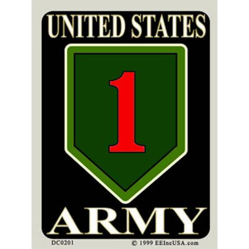 DC0201 Sticker - Army, 1st Division - 3 x 4.25 in.