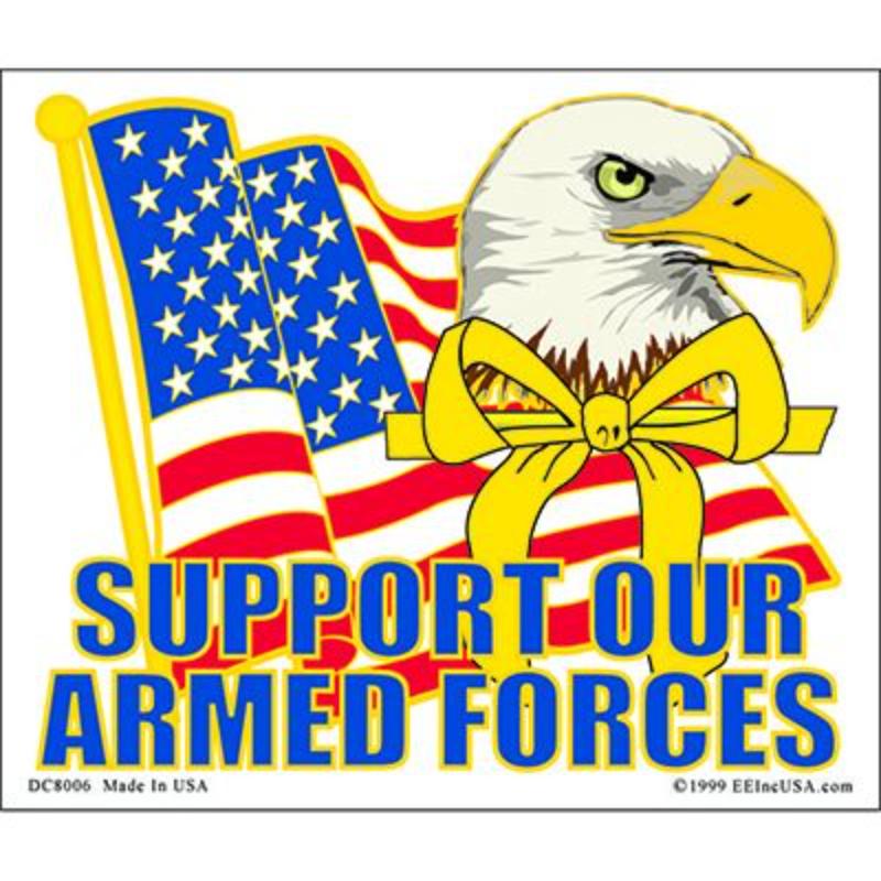 DC8006 Sticker - Support Our Armed Force - Clear Vinyl - 4 x 4.75 in.