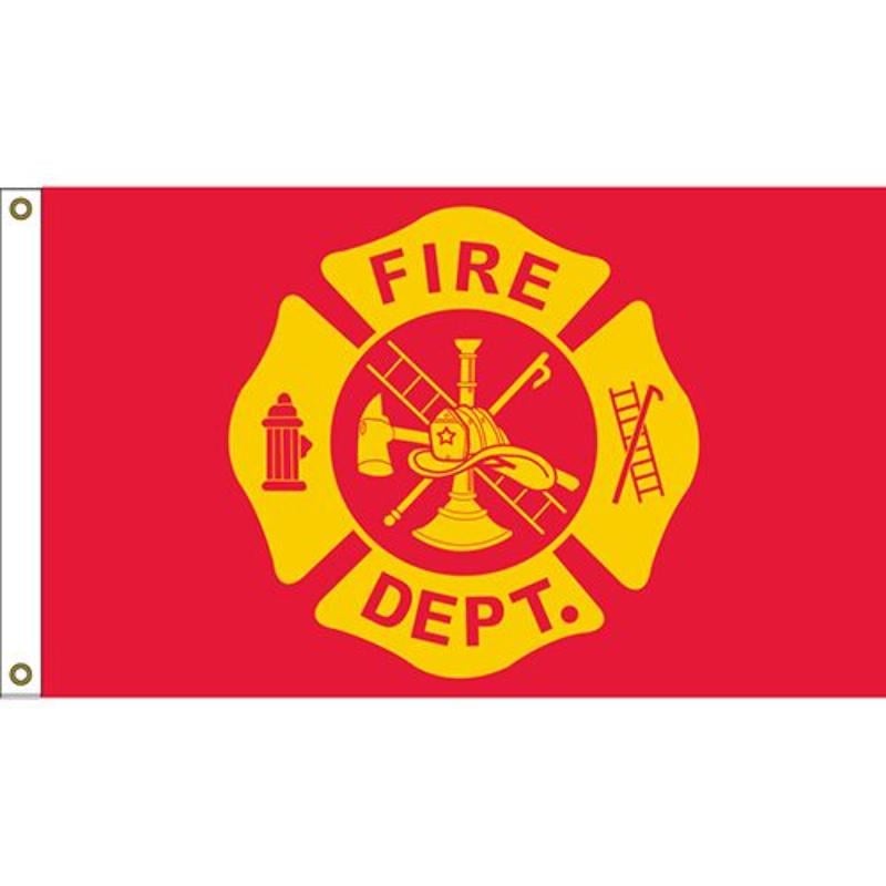 F1430 Flag - Fire Department Logo - Red & Yellow - 3 x 5 ft.