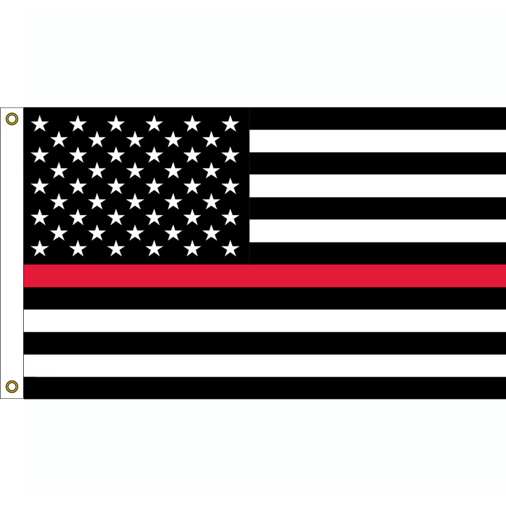 F1475 Flag - Fire, Red Line, Honor - 3 x 5 ft.