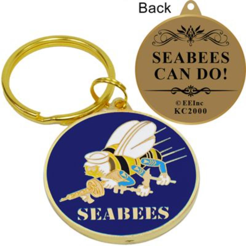 KC2000 Key Ring - USN, Seabees - Bright-Shine - 1.5 in.