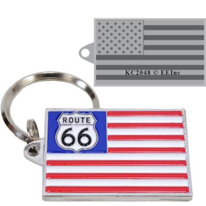 KC2048 Key Ring - Route 66 USA - Bright-Shine - 1.63 in.