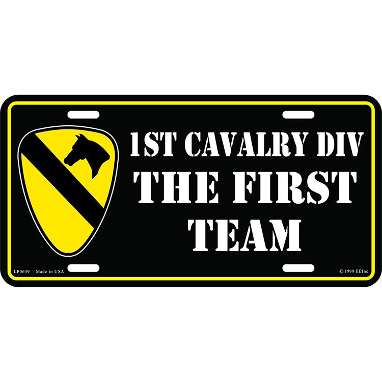 LP0639 License Plate Frame - Army, 1st.Cavalry - 6 x 12 in.