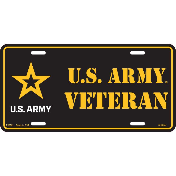 LP0701 License Plate Frame - Army Logo, Veteran - 6 x 12 in.