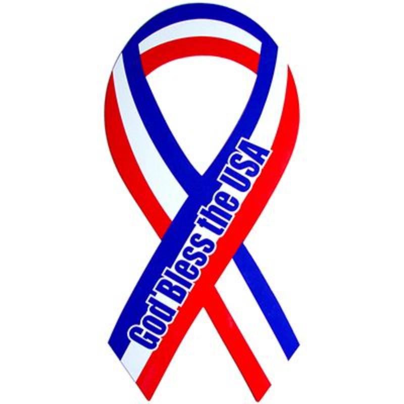 MG0205 Magnet - Car Ribbon, RWB, God - 8 in.
