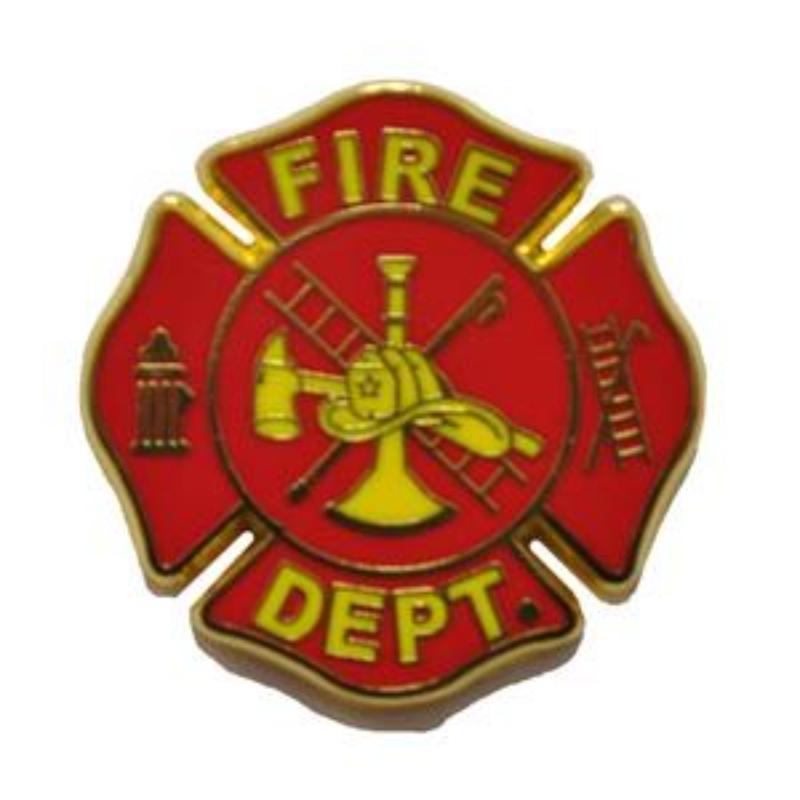 P05250 Pin - Fire Department Logo - Yellow & Red - 1 in.
