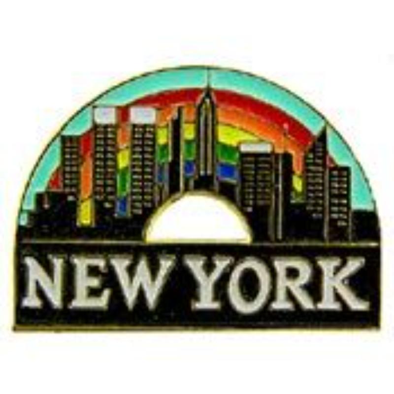 P09091 Pin - NY, City & Rainbow - 1 in.