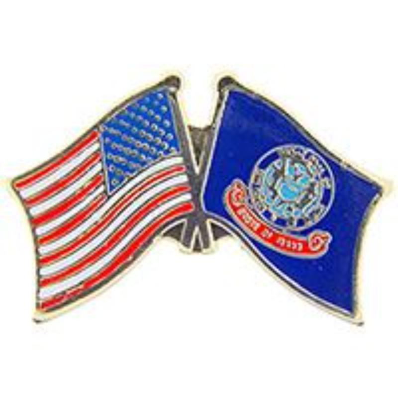 P09113 Cross Flags Pin - USA & Idaho - 1.125 in.