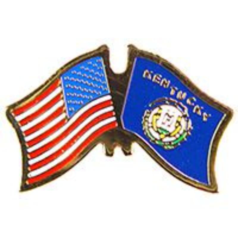 P09118 Cross Flags Pin  USA  Kentucky  1125 in