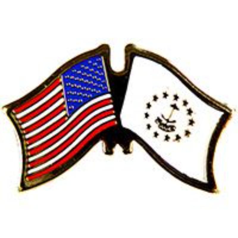 P09140 Cross Flags Pin - USA & Rhode Island - 1.125 in.