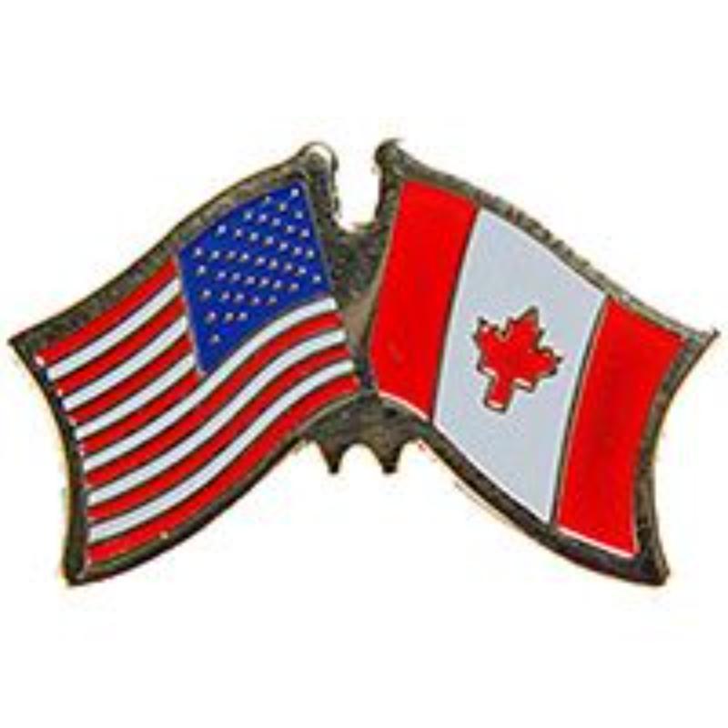 Cross Flags Pin - USA & Canada - 1.125 in. - Durable Design