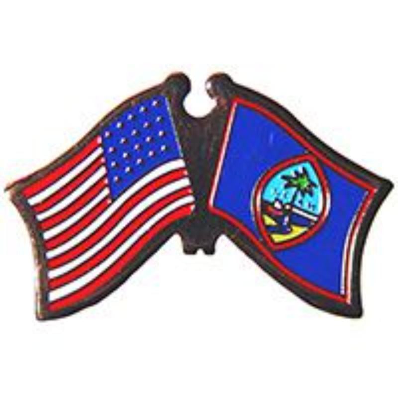 P09737 Cross Flags Pin - USA & Guam - 1.125 in.