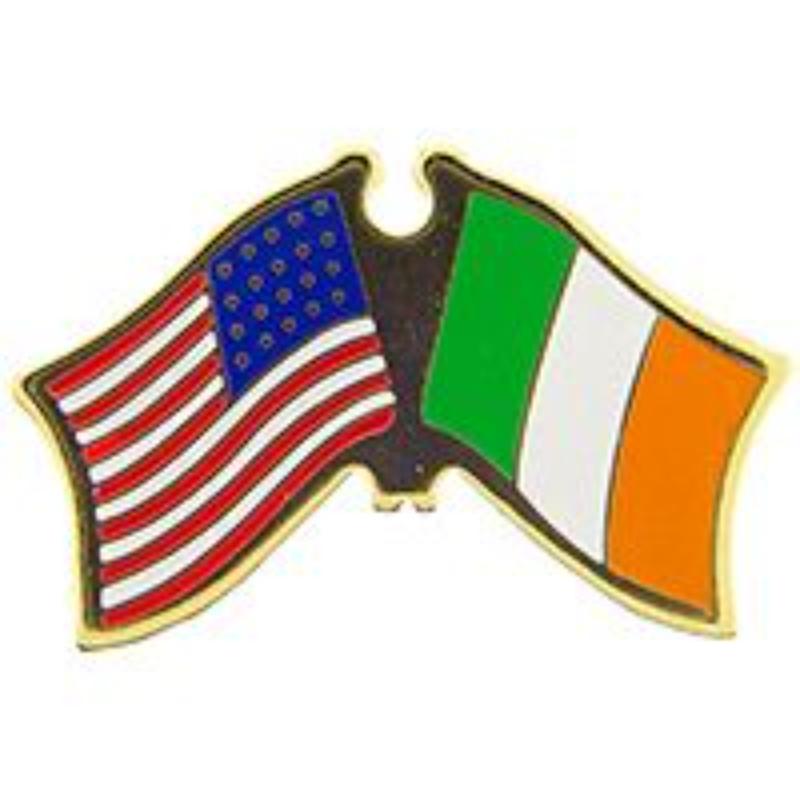 Cross Flags Pin - USA & Ireland - 1.125 in. - Durable Design