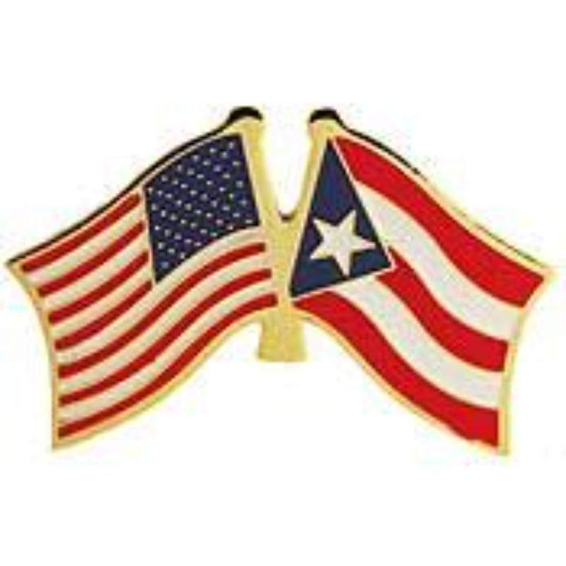 Cross Flags Pin - USA & Puerto Rico - 1.125 in. - Durable Design