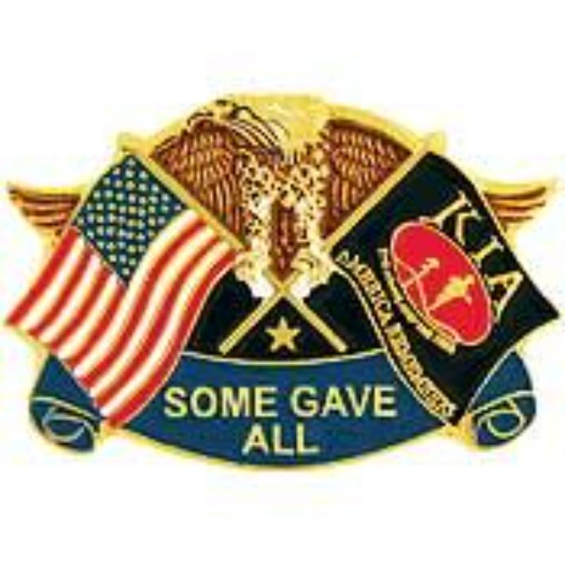 P12601 Pin - Kia, Eagle & Flags - Some Gave All, Black - 1.181 in.