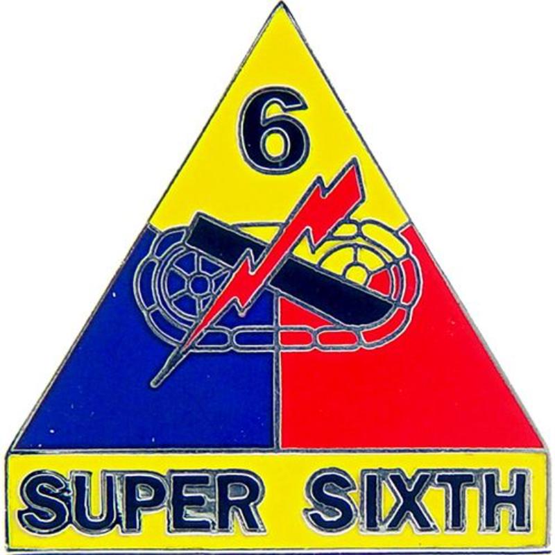 P15041 Pin - Army, 6th Armored Division - 1 in.