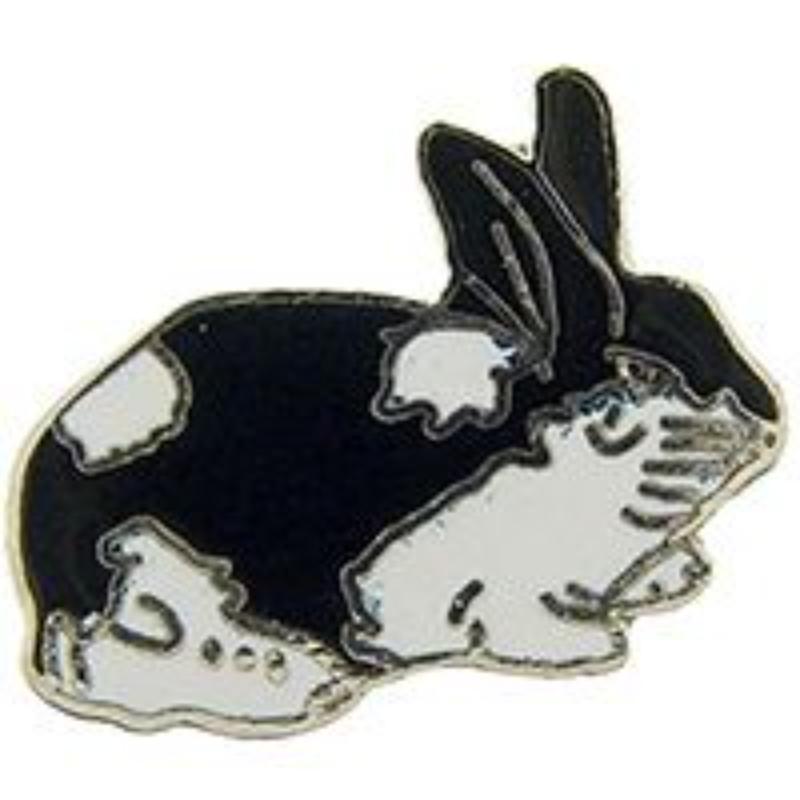 P00361 Pin - Rabbit, Rex - Black & White - 1 in.