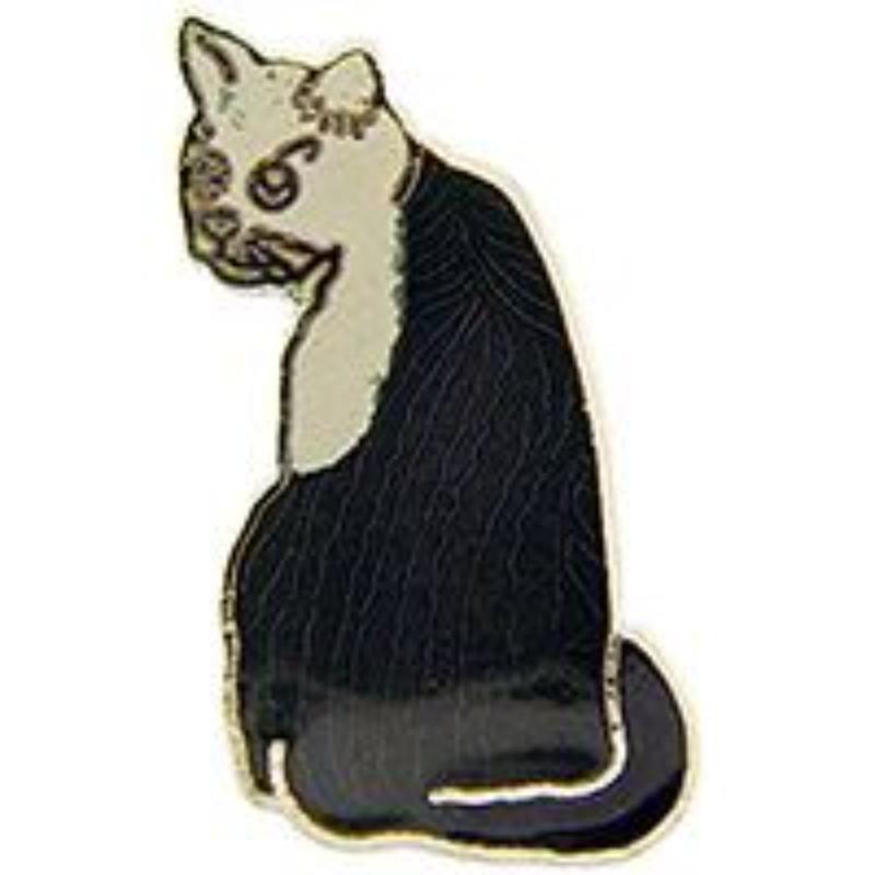 P00375 Pin - Cat, Tabby, Silver - 1 in.
