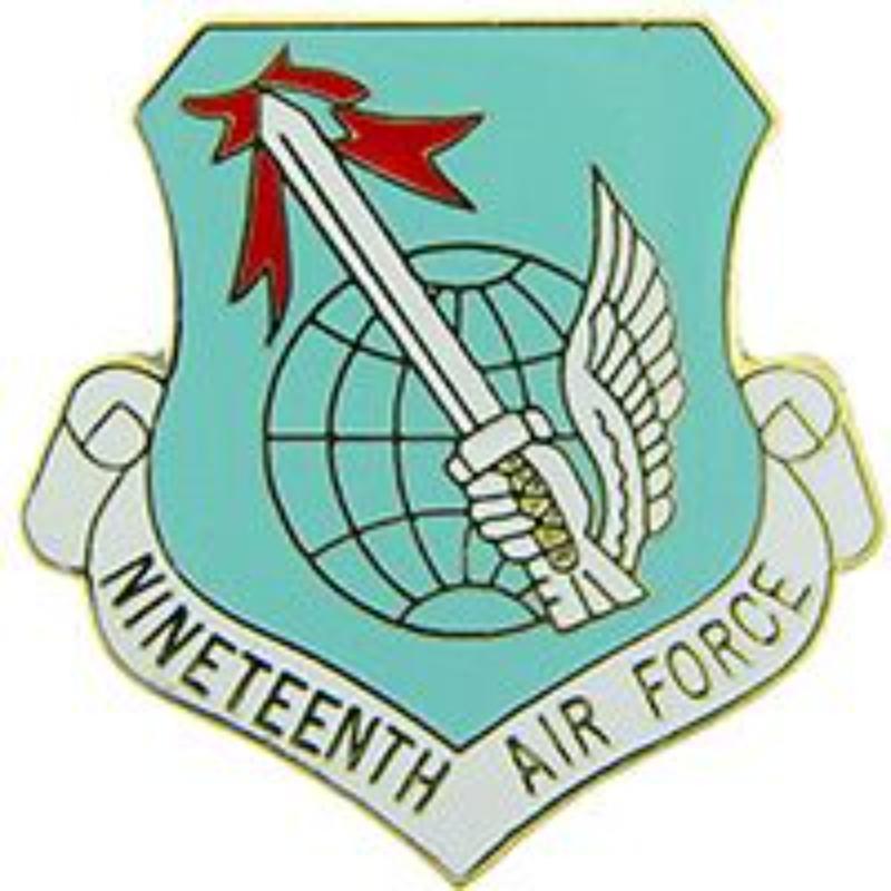 P15966 Pin - USAF, 19th, Shield - 1 in.