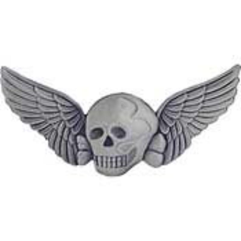P16118 Wing Pin - Death, Skull, Pewter - Extra Large - 3 in.