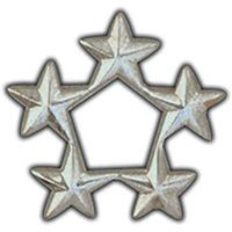 Army General Star Pin - Silver - 1.125 in. - Durable Design