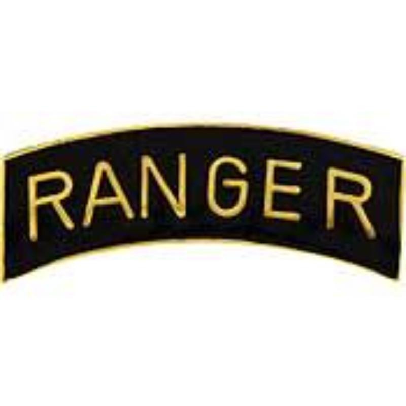 P40208 Pin - Army, Ranger, Tab - Gold & Black - 2 in.