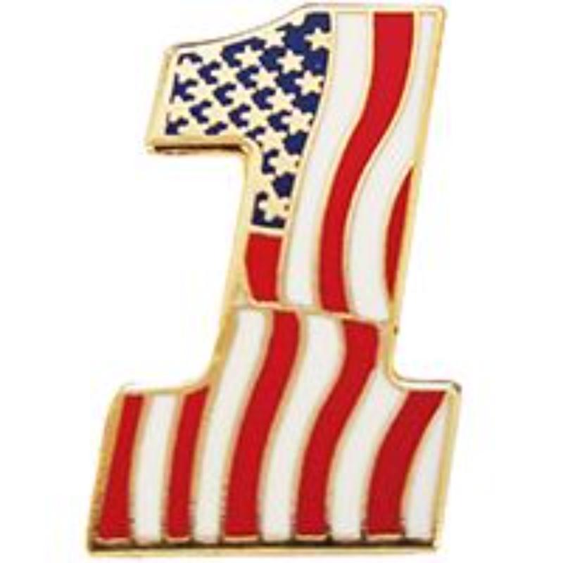 P60884 Pin - USA, Flag, No. 1 - 1 in.