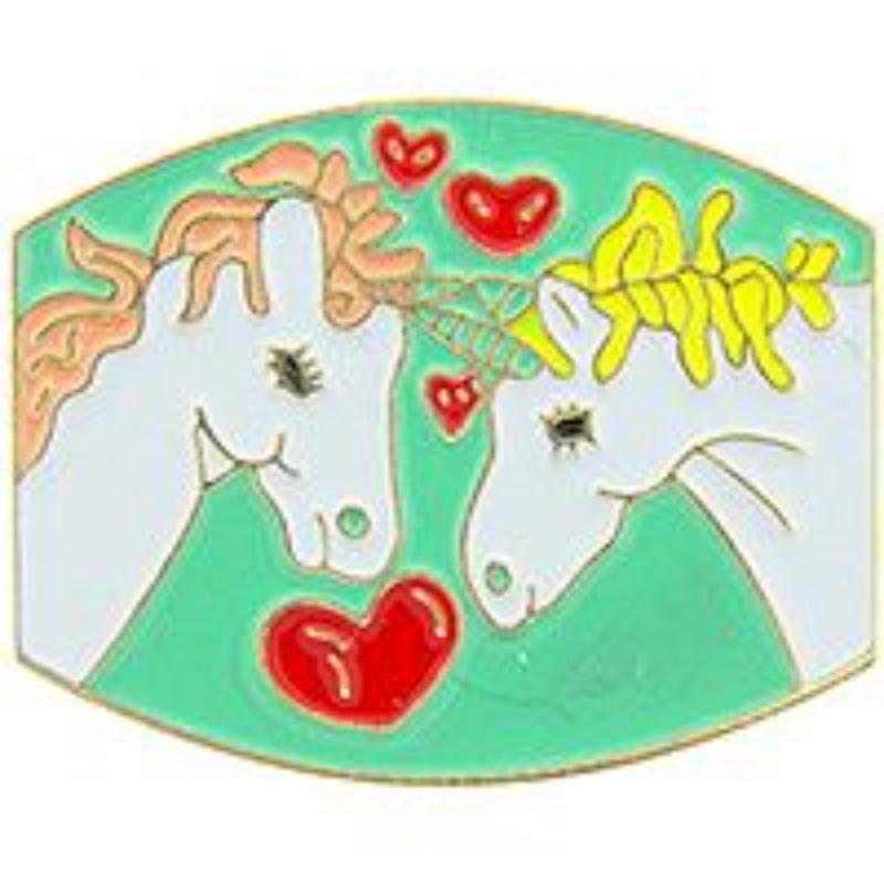 P61937 Pin - Unicorns, Hearts - 1 in.