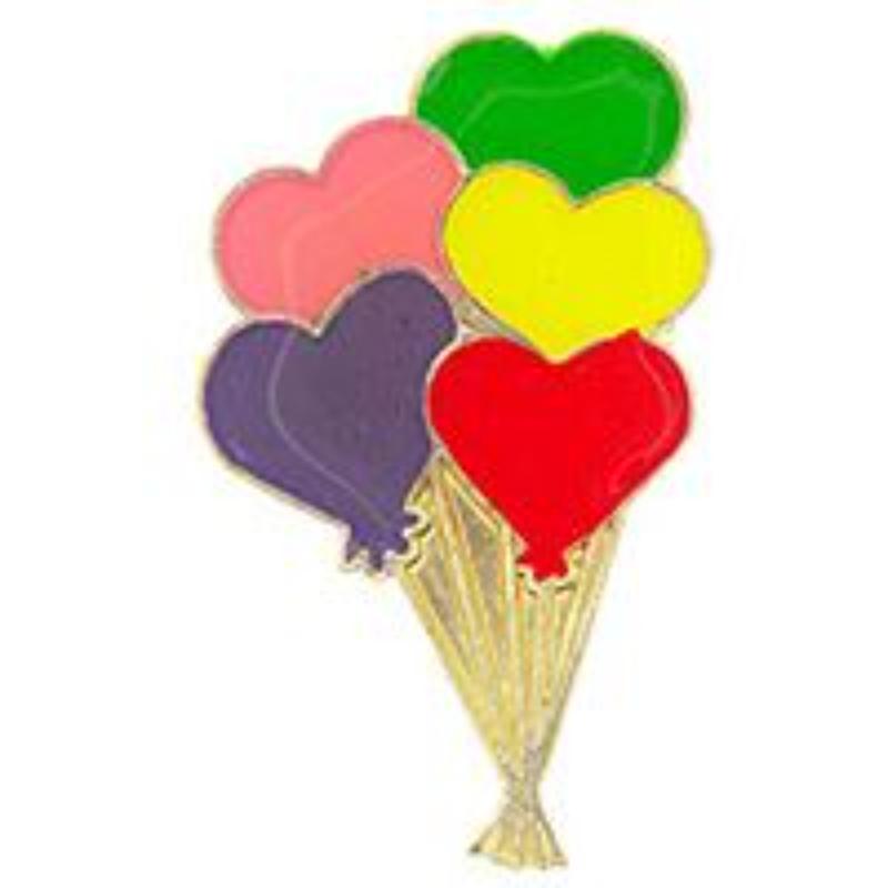 P63726 Pin - Hol, Balloons, Hearts - 1 in.