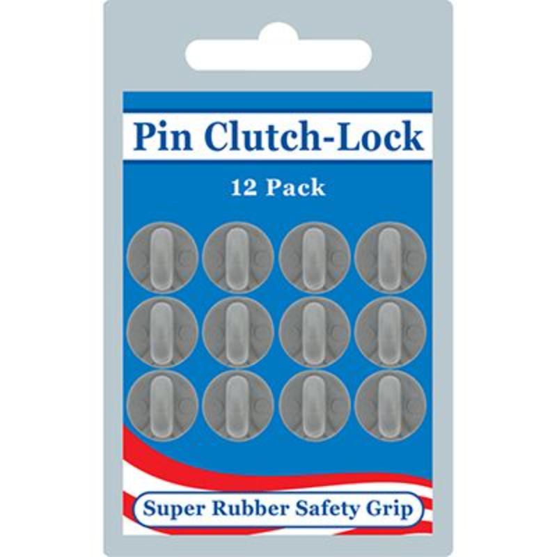 PB012 Pin Back - Rubber Clutch, Grey - Pack of 12