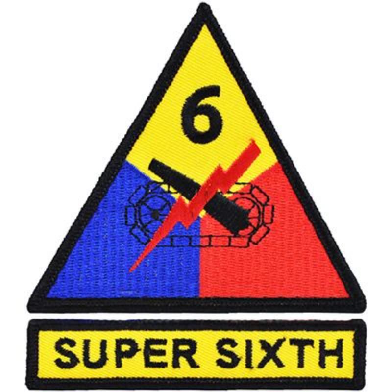 PM0686 Patch - Army, 6th Armored Division - 2 Piece - 3.63 in. Wide
