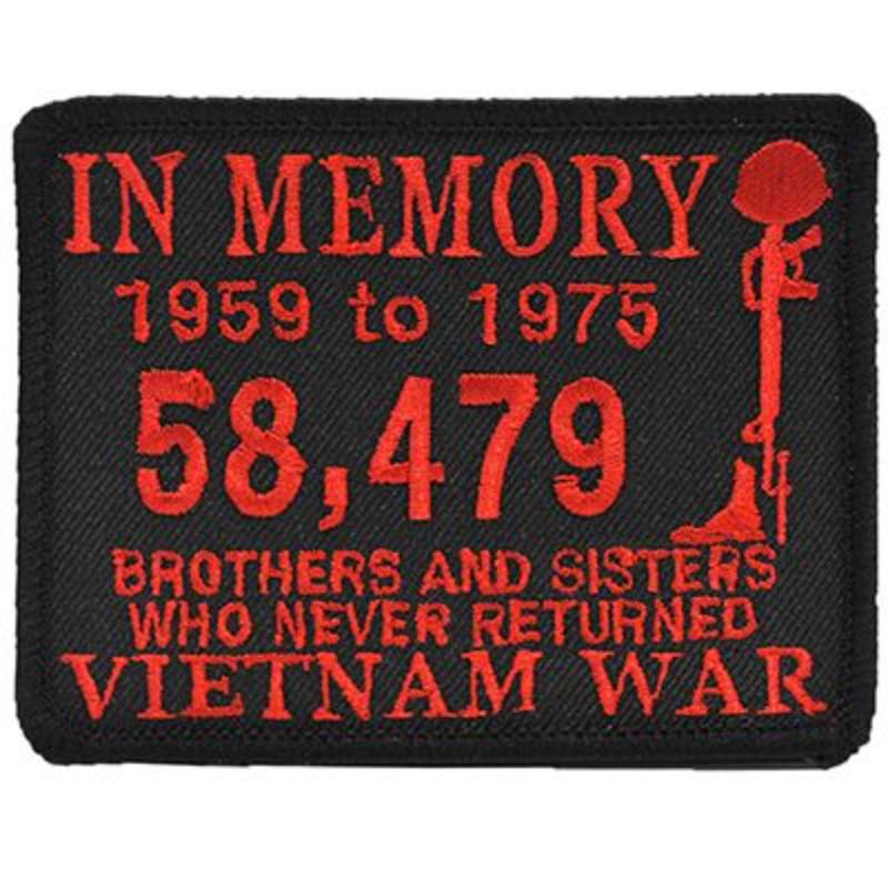 PM0696 Patch - Vietnam, In Memory - Red & Black - 3.5 x 2.5 in.