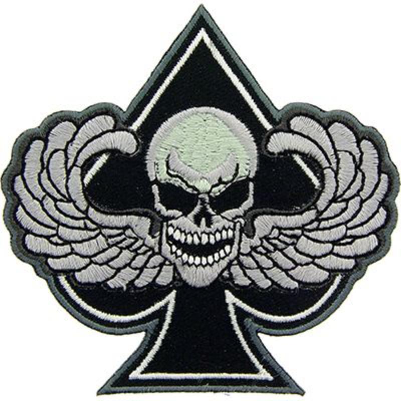 PM0950 Patch - Death Wing, Spade - Black & White - 3.25 in.